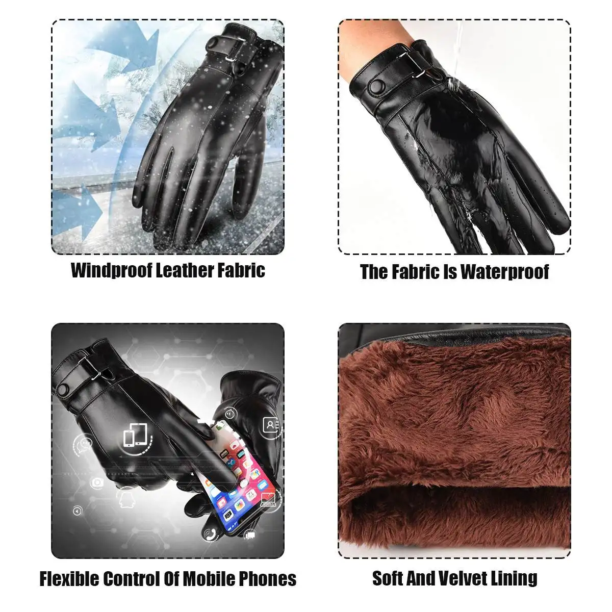 

Cold-proof Unisex Waterproof Winter Gloves Breathable Tactico Gloves Cashmere warm Cowhide leather Touchscreen Gloves