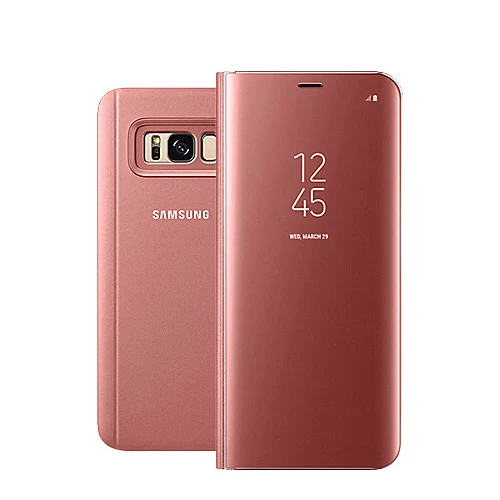 Pink Samsung зеркальный Прозрачный чехол для samsung Galaxy S8 SM-G9500 S8+ S8 Plus SM-G9550 S-View флип-чехол с подставкой - Цвет: Pink