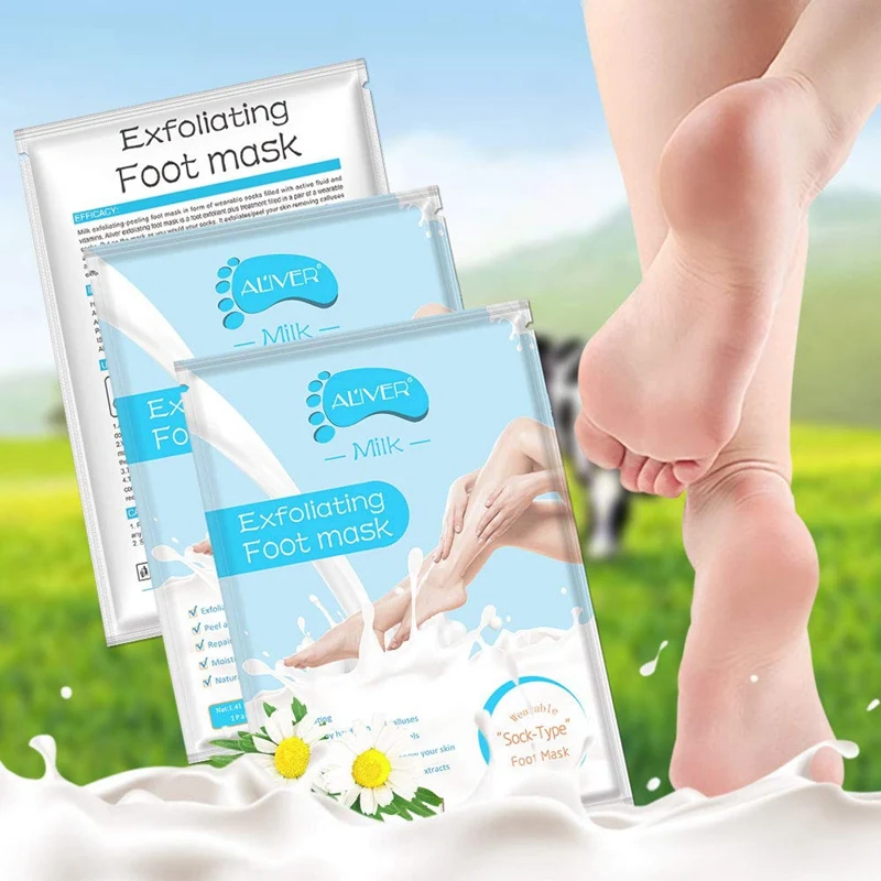 Aliver 3 Pack Baby Foot Peel Mask Exfoliator Off Calluses Dead Skin Callus Remover Soft Contact Feet(Milk) | Красота и здоровье