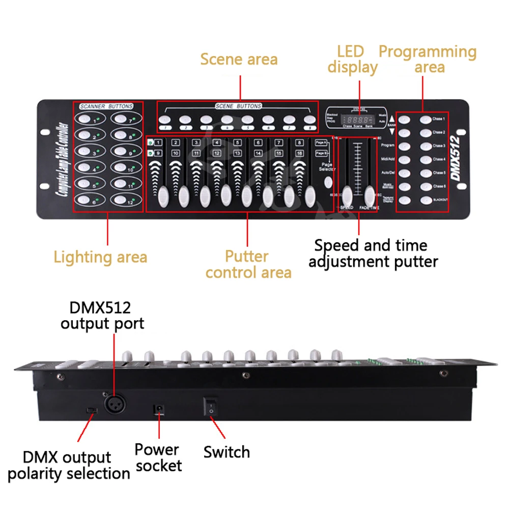 

New 192 DMX Controller DJ Equipment DMX 512 Console Stage Lighting For LED Par Moving Spotlights DJ Controlle