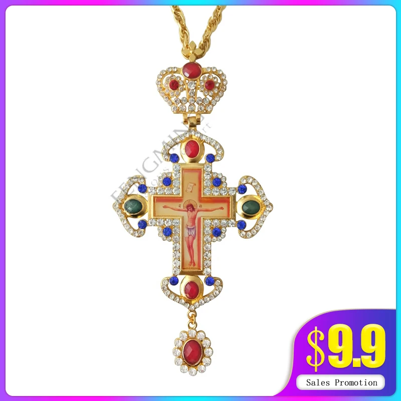 Крестообразные подвески кресты позолоченные стразы Религиозные ювелирные