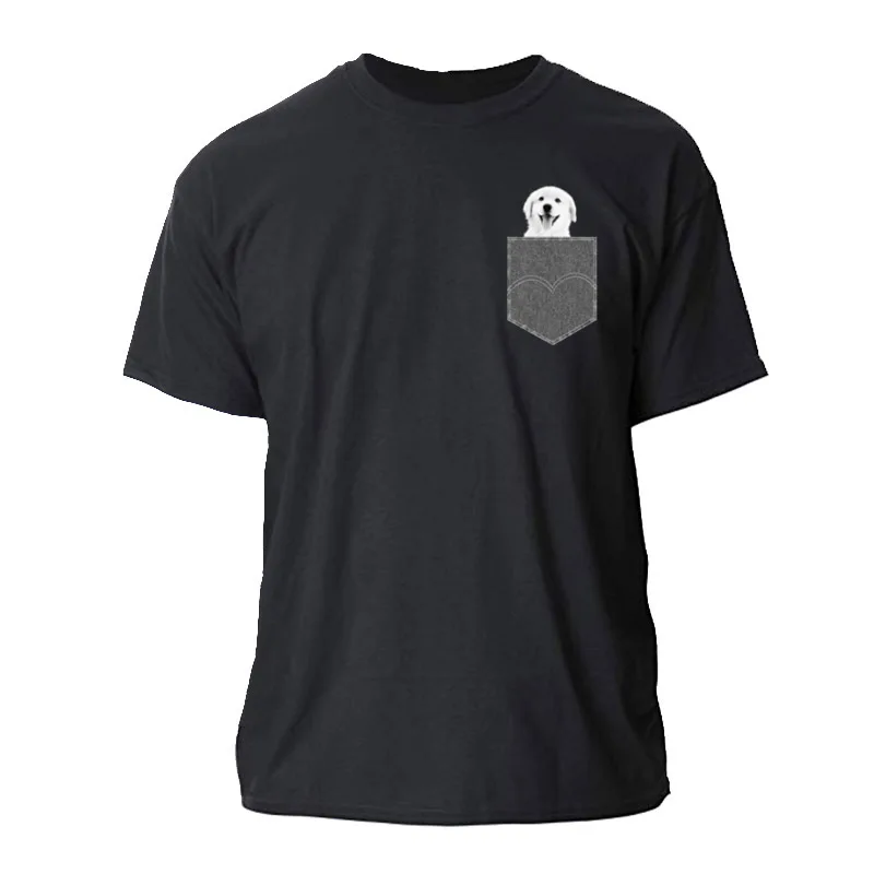 Футболка с карманом и принтом собаки Забавный Выглядывающий собачий патруль
