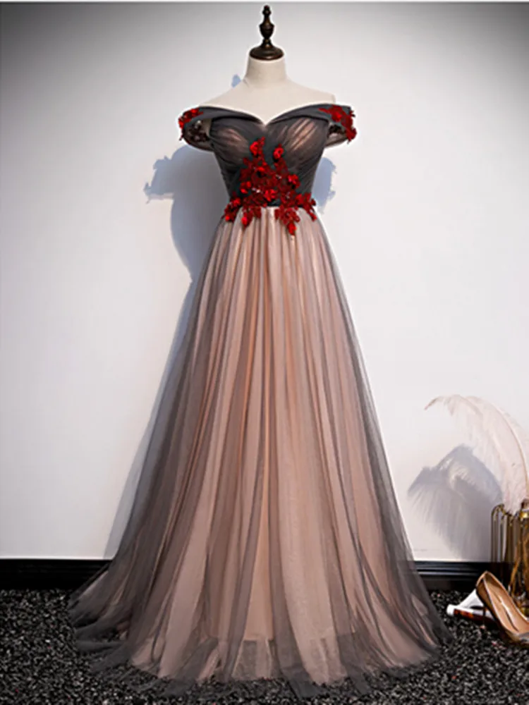 Милое вечернее платье элегантное Longue Vestido De Festa ТРАПЕЦИЕВИДНОЕ бордовое длинное