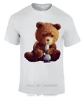 Тед медведь курительная Бонг, хлопок, круглый вырез, футболкаZZ Мужская футболка, модные хлопковые топы с коротким рукавом и круглым вырезом, футболка