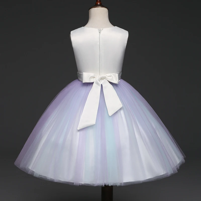 

New Arrival Flower Girl Dress O-Neck Sleeveless Embroidery Flora Crystal Beaded Waist Flower Girl Pageant Dress