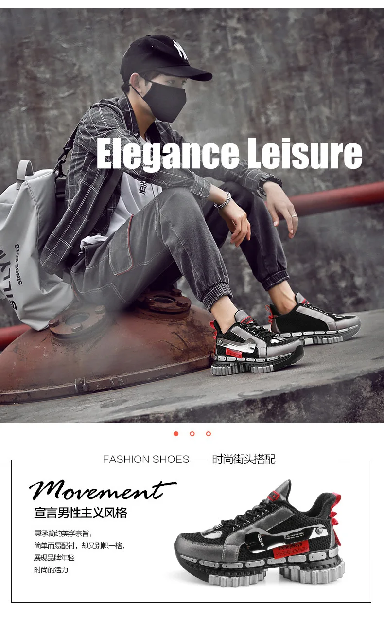 39-45Fashion Casual Shoes Men Lighted Breathable Mesh Sneakers Men Outdoor hip hop Lace Up Non-slip Sapatos de corrida