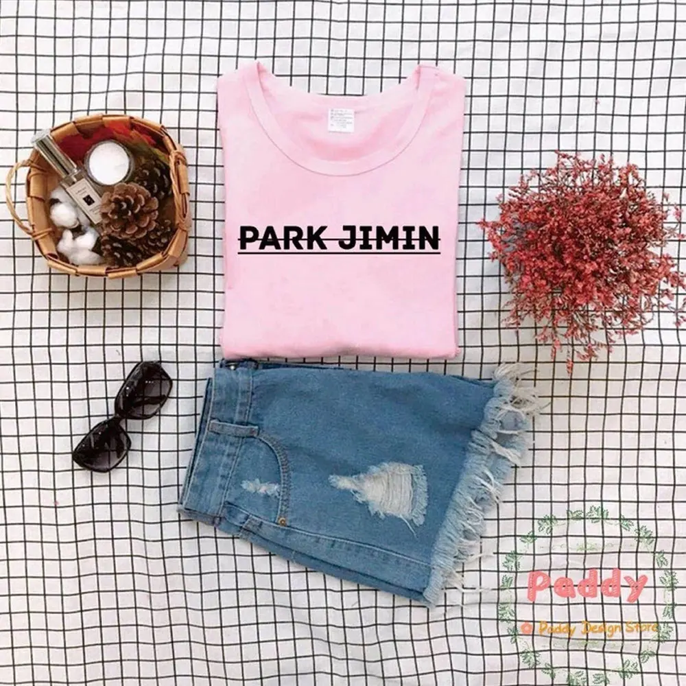 Фото Модная футболка Bangtan Tumblr в стиле KPOP PARK JIMIN уличная одежда Женский Топ с круглым