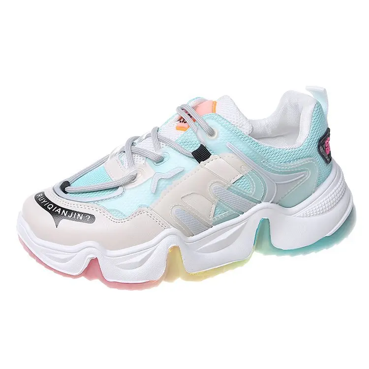 

2020 Hot Summer Women Sneakers Vulcanize Breathable Rainbow Color Fashion Casuals Height Increasing Female Chunky Ladies Shoe