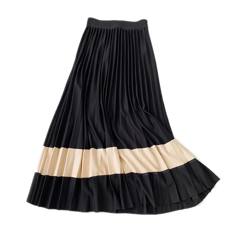 Осенне зимняя новая юбка с вышивкой эластичная трикотажная плиссированная