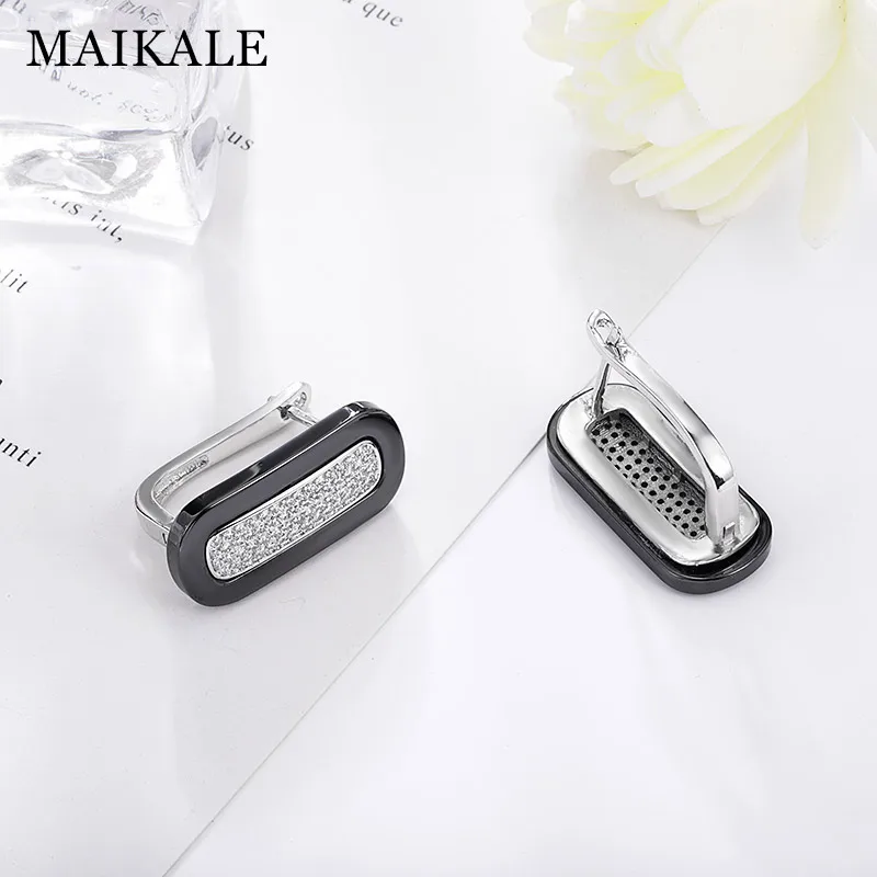 MAIKALE, модные квадратные серьги-гвоздики из керамики, кубический цирконий, большие серьги для женщин, медные золотые серебряные серьги, подарок другу
