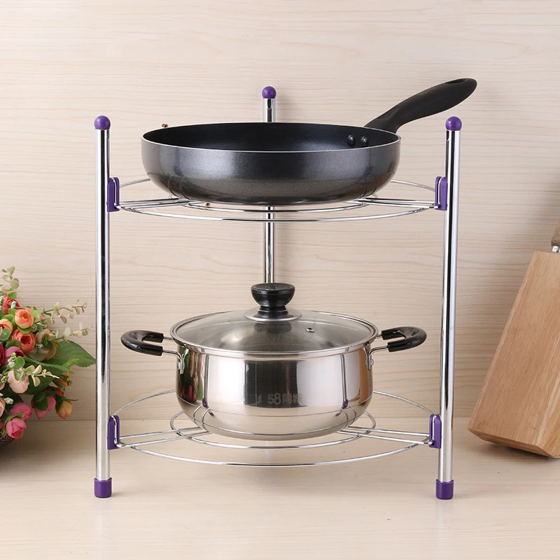 

Kitchen Pan Organizer Multi-layers Stainless Steel Pot Storage Rack Spice Jars Dishes Cooker Holder Home Kitchen Accessories