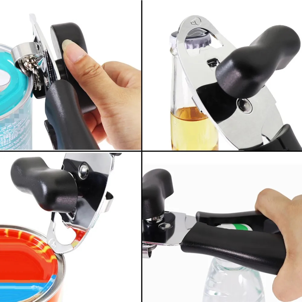 

4 In 1 Can Opener Set Multifunctional Kitchen Tools Handheld Manual Stainless Steel Can Opener Side Cut Manual Jar Opener
