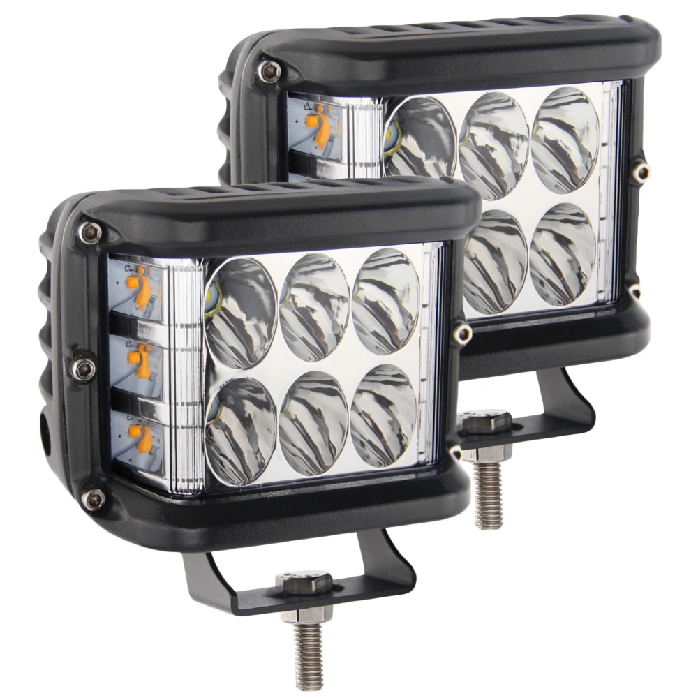 

4" LED Work Light Bar Cube Side Shooter Pod White & Amber Strobe Lamp SUV Truck High Quality Aluminum Alloy Car Work Light