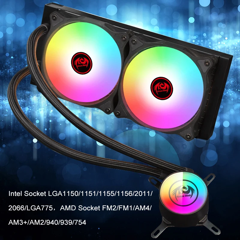 Водяной кулер для процессора Great Wall RGB PC Aura Sync все в одном радиатор LGA1150 1151 2011 2066 775