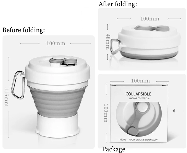 Складная Силиконовая портативная телескопическая складная кофейная чашка 350 мл 6