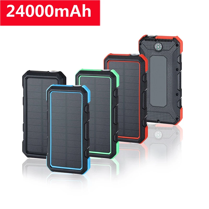 24000mAh Солнечная батарея Тип C PD Быстрая зарядка + быстрая 3 0 USB внешний аккумулятор