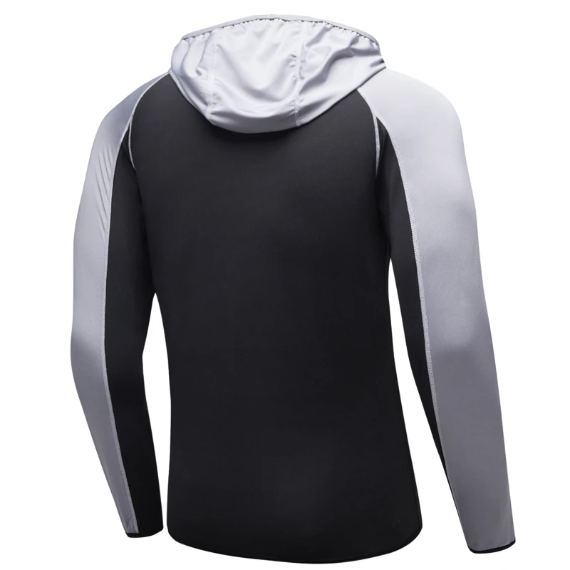 Мужская спортивная куртка для фитнеса быстросохнущая на молнии с капюшоном