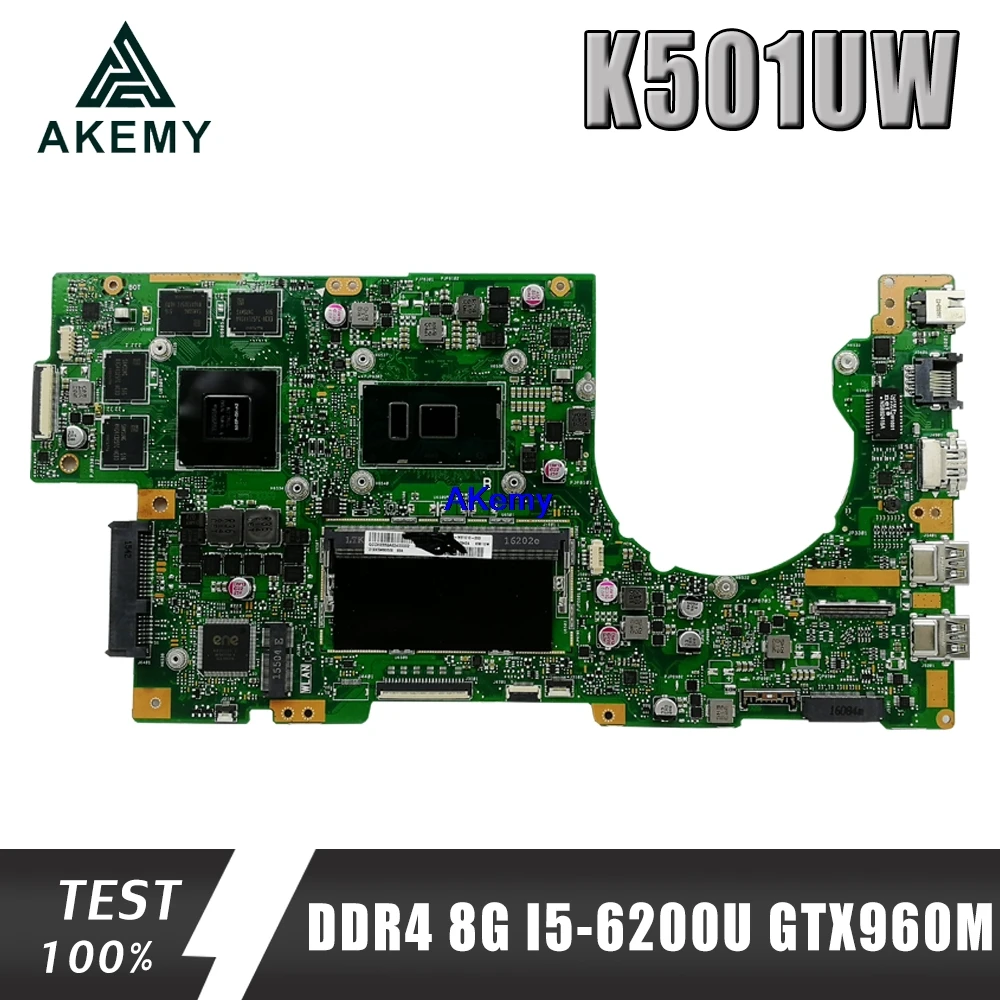 

K501UW материнская плата для ноутбука For Asus K501UXM K501UQ K501U оригинальная материнская плата DDR4 8G-RAM I5-6200/6198U GTX950M/GTX960M
