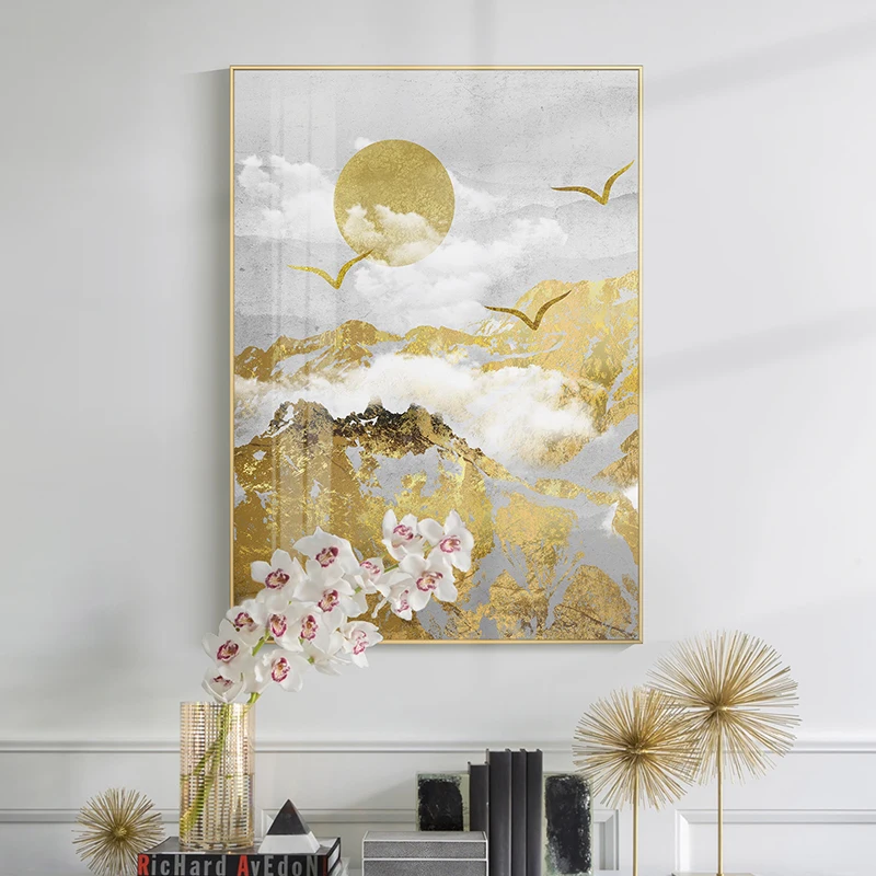 

Canvas Painting Yellow Modern Poster and Print for Living Room Hill Abstract Decorative Picture Wall Art for Interior Home Decor