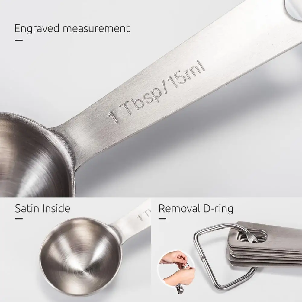 

6/7/8/9PCS Measuring Spoons Stainless Steel Teaspoon Measuring Spoon Kitchen Coffee Sugar Scoop Flour Baking Accessories
