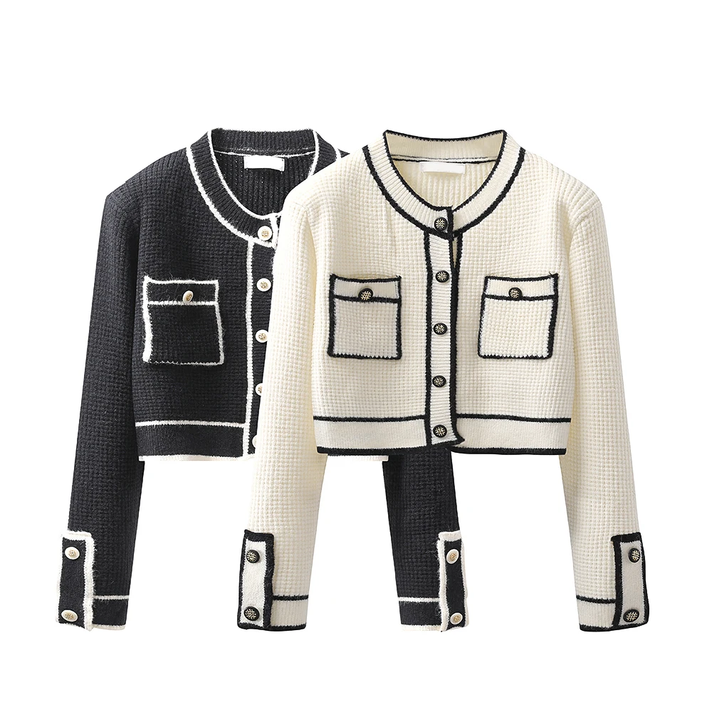 Женский трикотажный кардиган с круглым вырезом повседневный подиумный