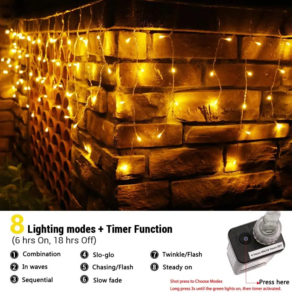 

4M droop 0.4m Holiday Lighting decoration led Christmas lights curtain string lights party garden outdoor eaves decoration