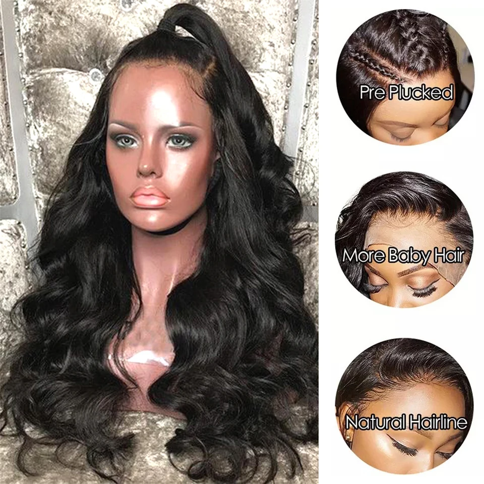 Парик со шнуровкой спереди Детские волосы Remy бразильские волнистые 150% 13x4 парики