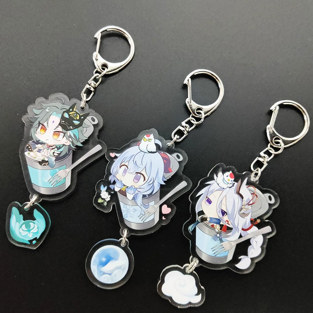 

Game Genshin Impact Figures Acrylic Keychain Yun Jin Shen He Raiden Shogun Tartaglia Morax Pendant Keyring Jewelry Accessories