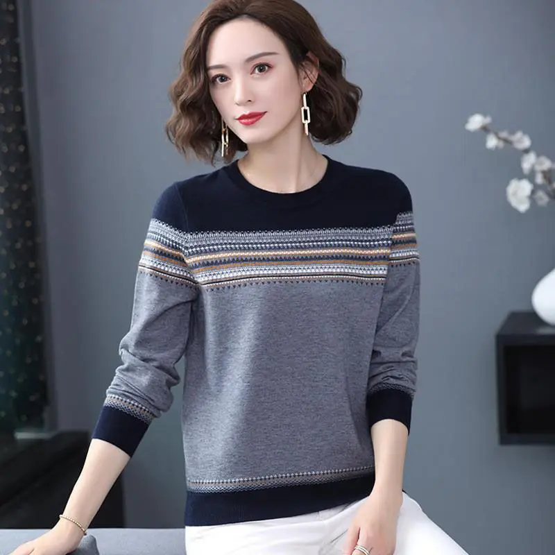 

2020 New Spring Autumn Women Sweater Casual Base Top High Quality Elegant Vintage Ethnic Style Knitted Pullover Sweater