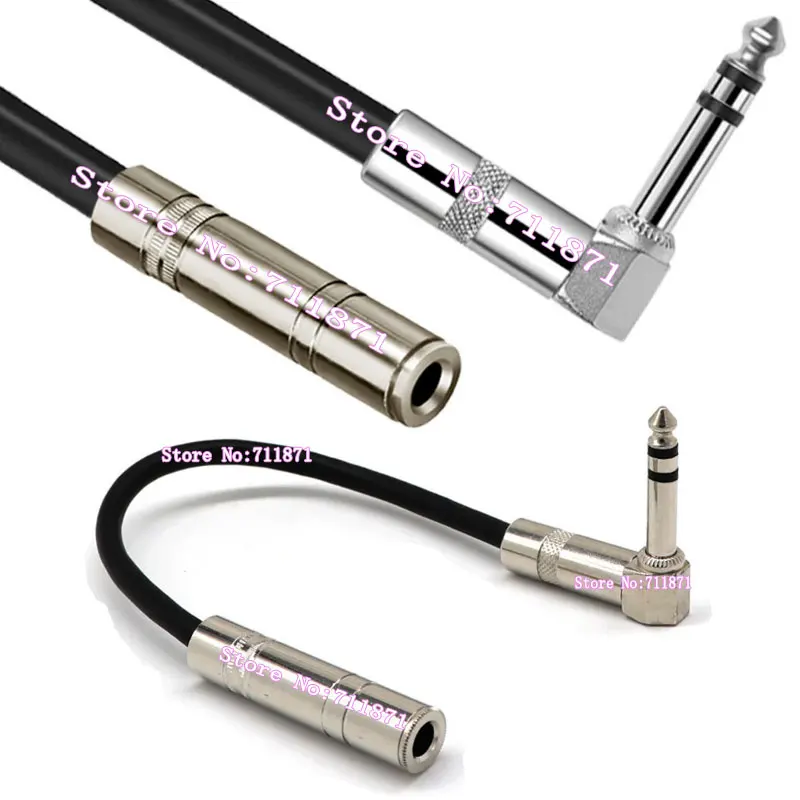 90 Degree Right Angle 1/4 TRS stereo 6.35 Male to Female Audio cable Line Bend extension cord wire | Электроника
