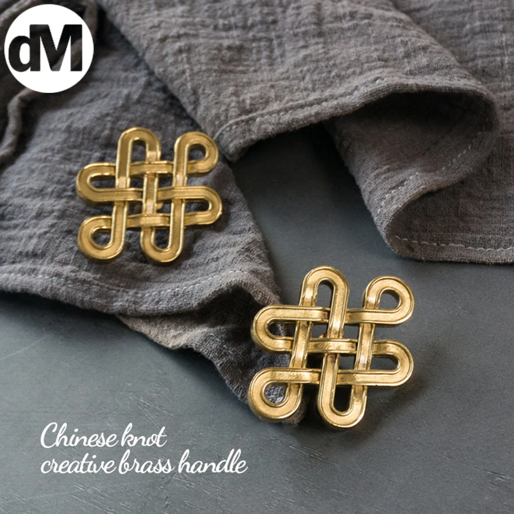 

DM 2-10pcs Brass Chinese Knot Door Handle Cabinet Pulls Kitchen Cupboard Knobs Closet Drawer Pulls Furniture Hardware Fittings