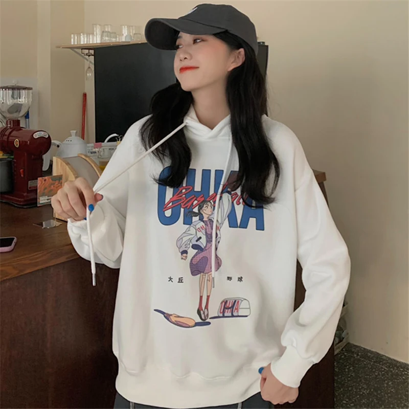 Женская толстовка в японском стиле Waitmore гонконгском свободная мягкая утепленная