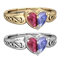 women faux ruby amethyst love heart wedding ring jewelry valentines day gift