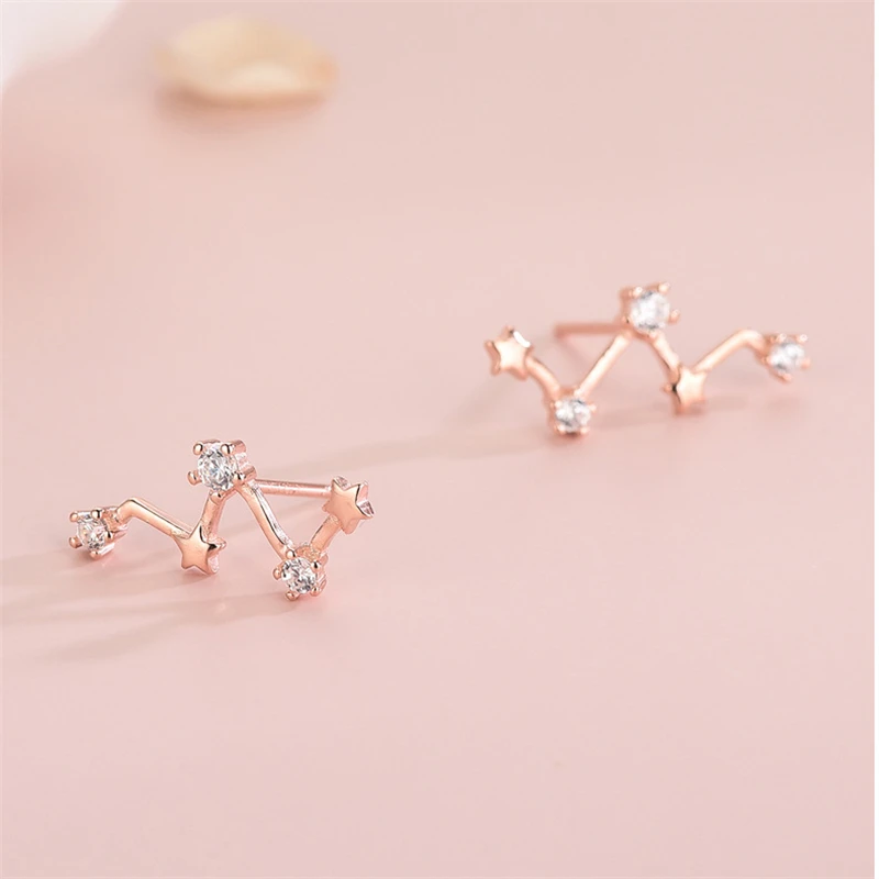 

925 Sterling Silver Stud Errings for Women Big Dipper Zircon Stars Wedding Earrings Best Birthday Gifts Engagement Jewelry