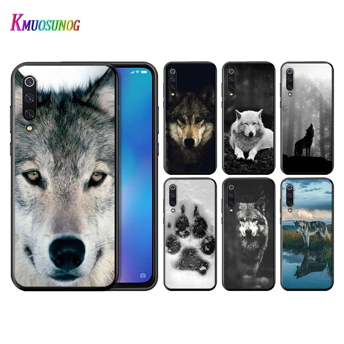 

Cute Black Wolf Print For Xiaomi Mi Poco X3 NFC Note 10 Ultra 5G 9 9T SE 8 A3 A2 A1 5X 6X Play F1 Lite Black Phone Case