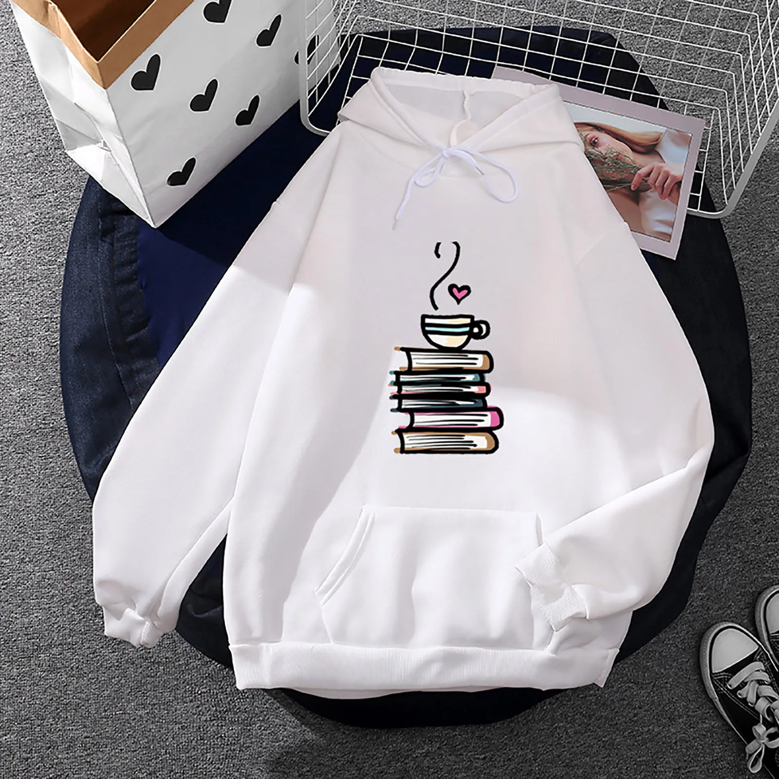 

Harajuku Hoodies Womens Teen Girls Autumn Casual Sport Sweatshirts Solid Color Long Sleeve Hooded Pullover Tops Sudaderas A40
