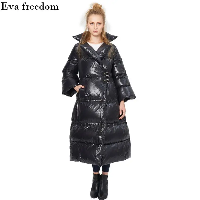 Женский теплый пуховик на 90% белом утином пуху с рукавом колонкой|Женские