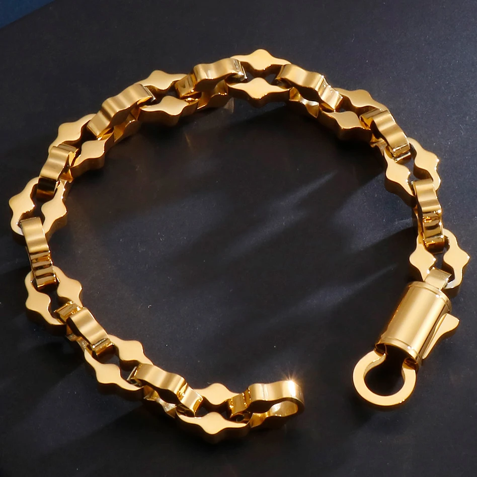 Браслеты из камней в стиле хип хоп мужские золотые черные 316L нержавеющая сталь