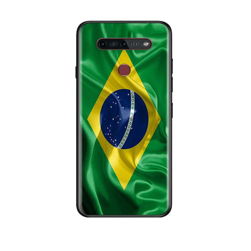 

Brazilian Flag For LG G8 V30 V35 V40 V50 V60 Q60 K40S K50S K41S K51S K61 K71 K22 ThinQ 5G TPU Silicone Black Phone Case
