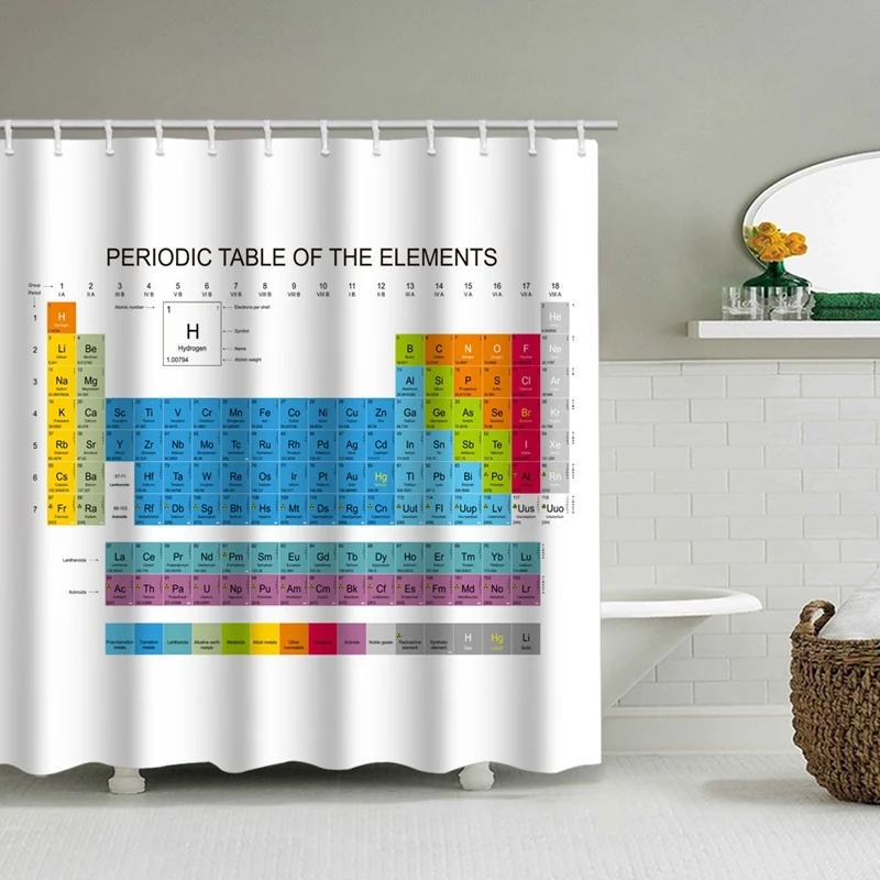 

180X180cm Periodic Table Of Elements Background Bathroom Shower Curtain Science Education Theme