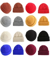 unisex winter warm knitted hat women men beanies skullcap brimless hedging hat female male solid color bonnet couples casual cap