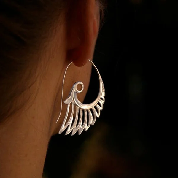 

Retro Peacock Long Hook Earrings for Women National Romantic Gold Silver Color Earrings Vintage Feather Party Wedding Jewelry