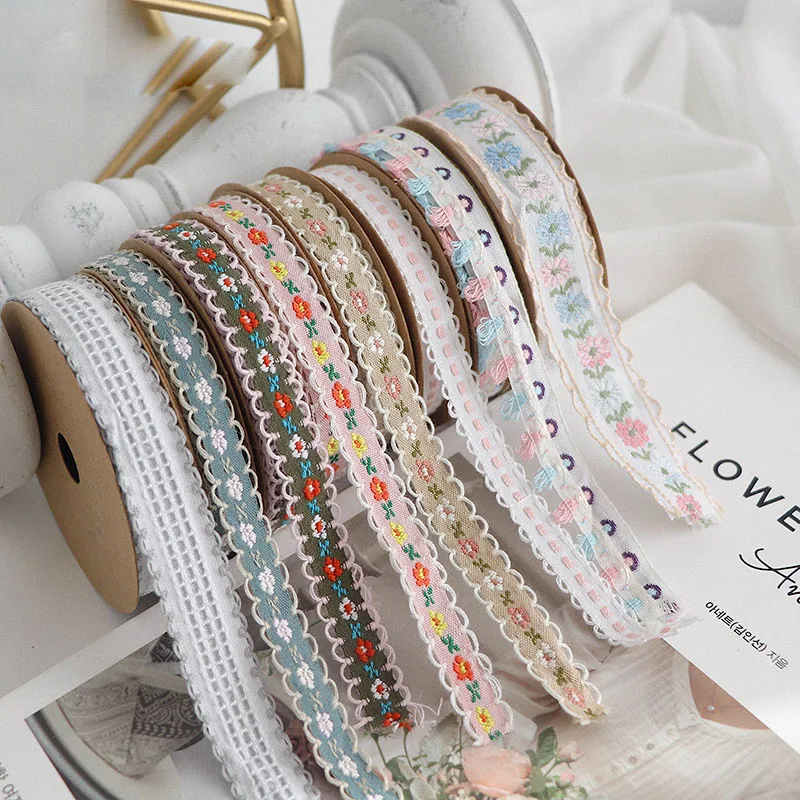 Милый цветок 4Mts отделка тесьмой из мешковины вышивка мультфильмов розовые банты