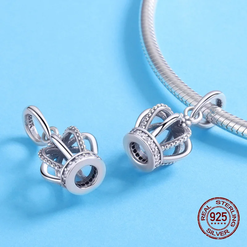 Оригинальный браслет из серебра 925 пробы Корона Подвеска Шарм для женщин подарок