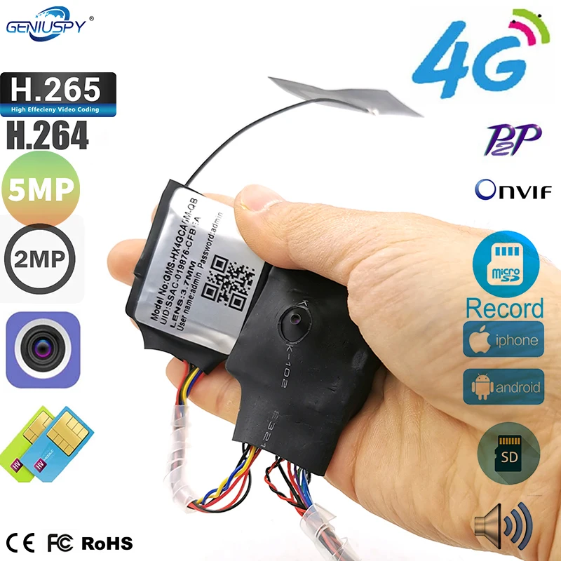 Мини камера видеонаблюдения с 4G со штырьковым отверстием P2P на vif Audio 3G SIM карта