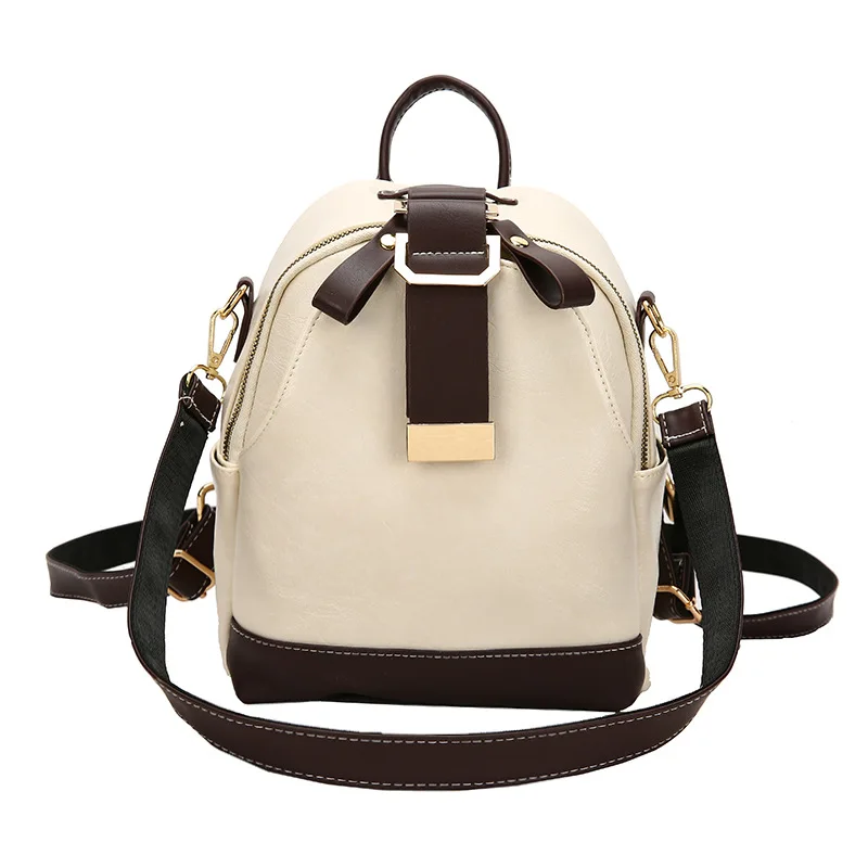 

Female Shoulder Bag Pu Leather Luxury Women Backpack Contrast Wild Travel Large Capacity Designer Brand Ladies Handbags Bolsos