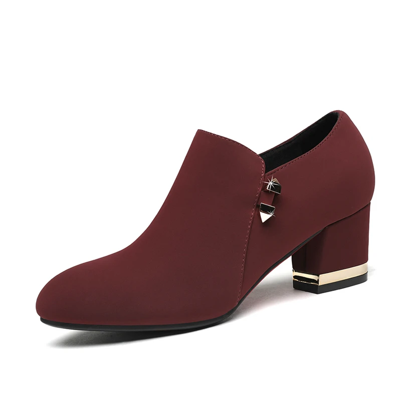 

Autumn New Women High Heels Pumps Deep Mouth Thick Heel Round Toe Leather Woman Shoes For Office Lady Women Size 35-40 YG-B0131