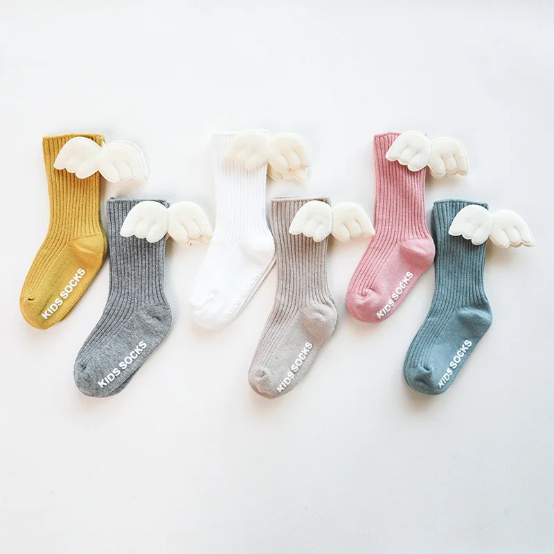 Baby Socks for toddler Newborn kids infants Winter Floor socks antiskid knee high Catoon doll Angel wings Boys girls | Детская одежда и