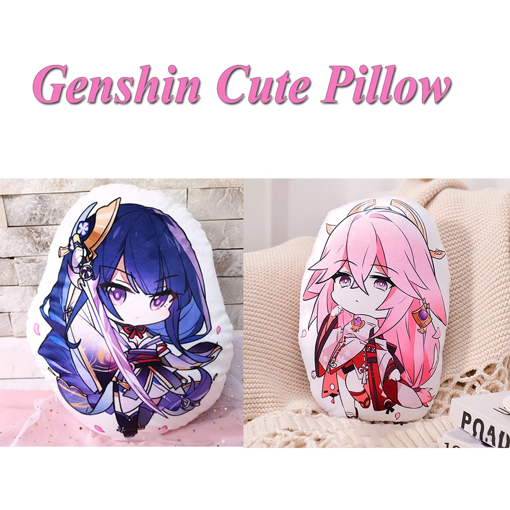 

New Kawaii Genshin Impact Pillow Doll Xiao Zhongli Hutao Yae Miko Raiden Shogun Klee Venti Kawaii Cartoon Eula For Xmax Gift