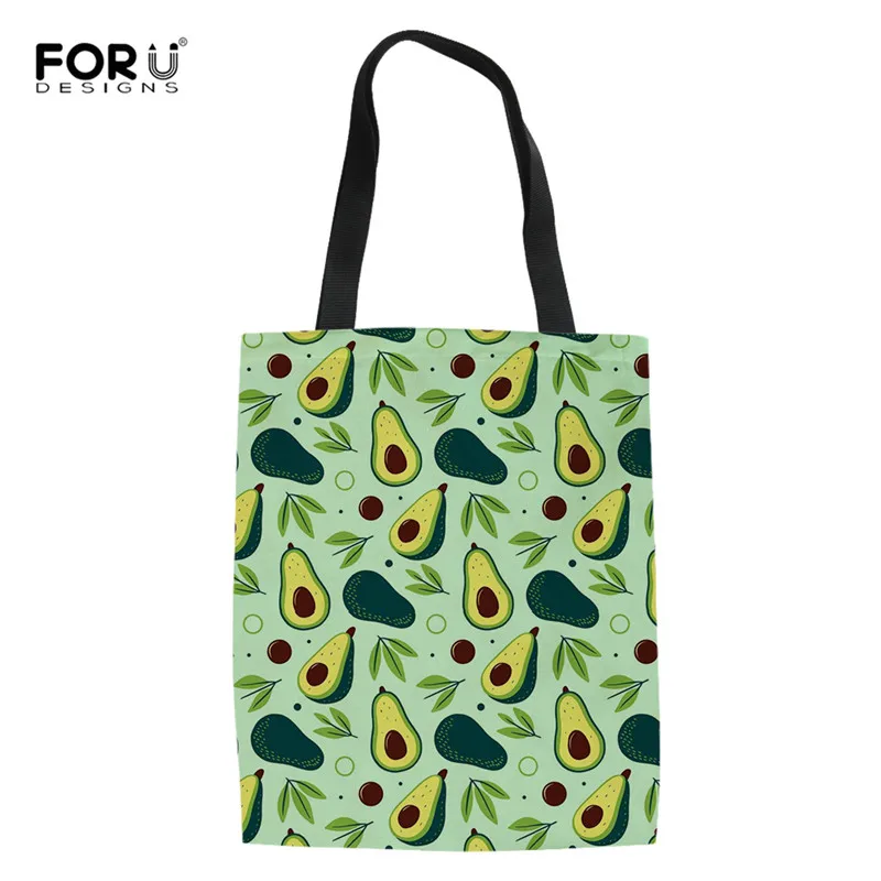 

FORUDESIGNS Women Fashion Casual Shopping Bags Avocado Printed Female Portable Shoulder Bag Large Capacity Grocery Handbag Mujer